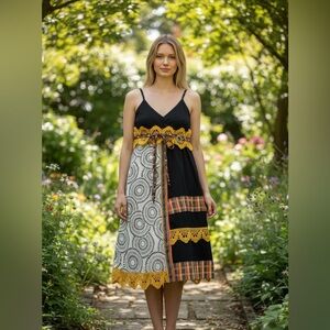 Save the Queen Designer Womens Dress Crochet belt Unique‎ Boho sz L 10 NWOT